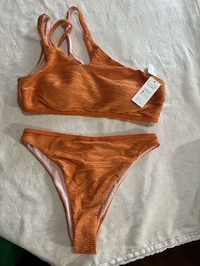 Cupshe Orange Textured Bikini Set